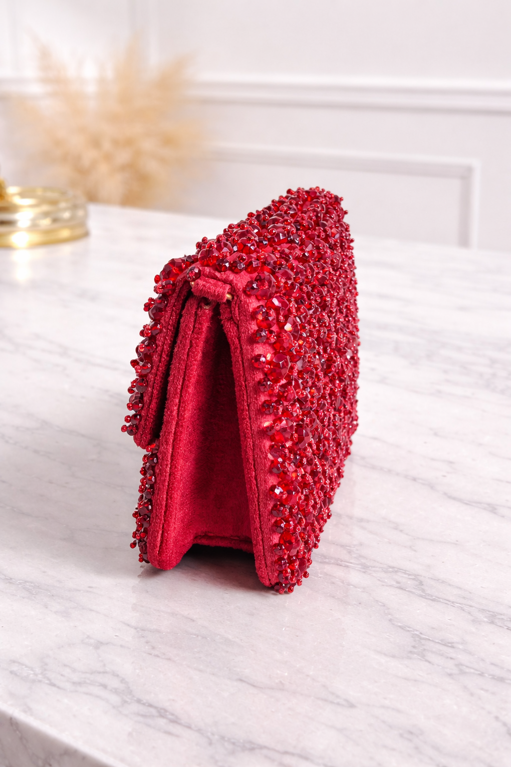 Ruby Royale Crystal Clutch – Red Evening Bag