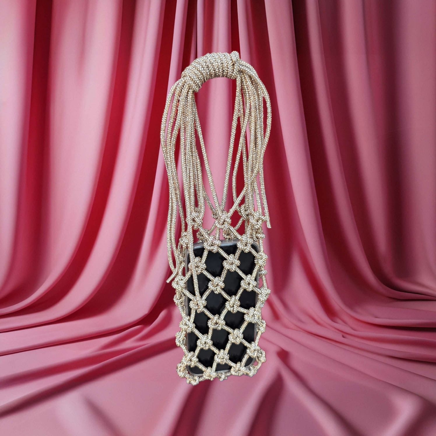 Celeste Crystal Phone Bag – Silver