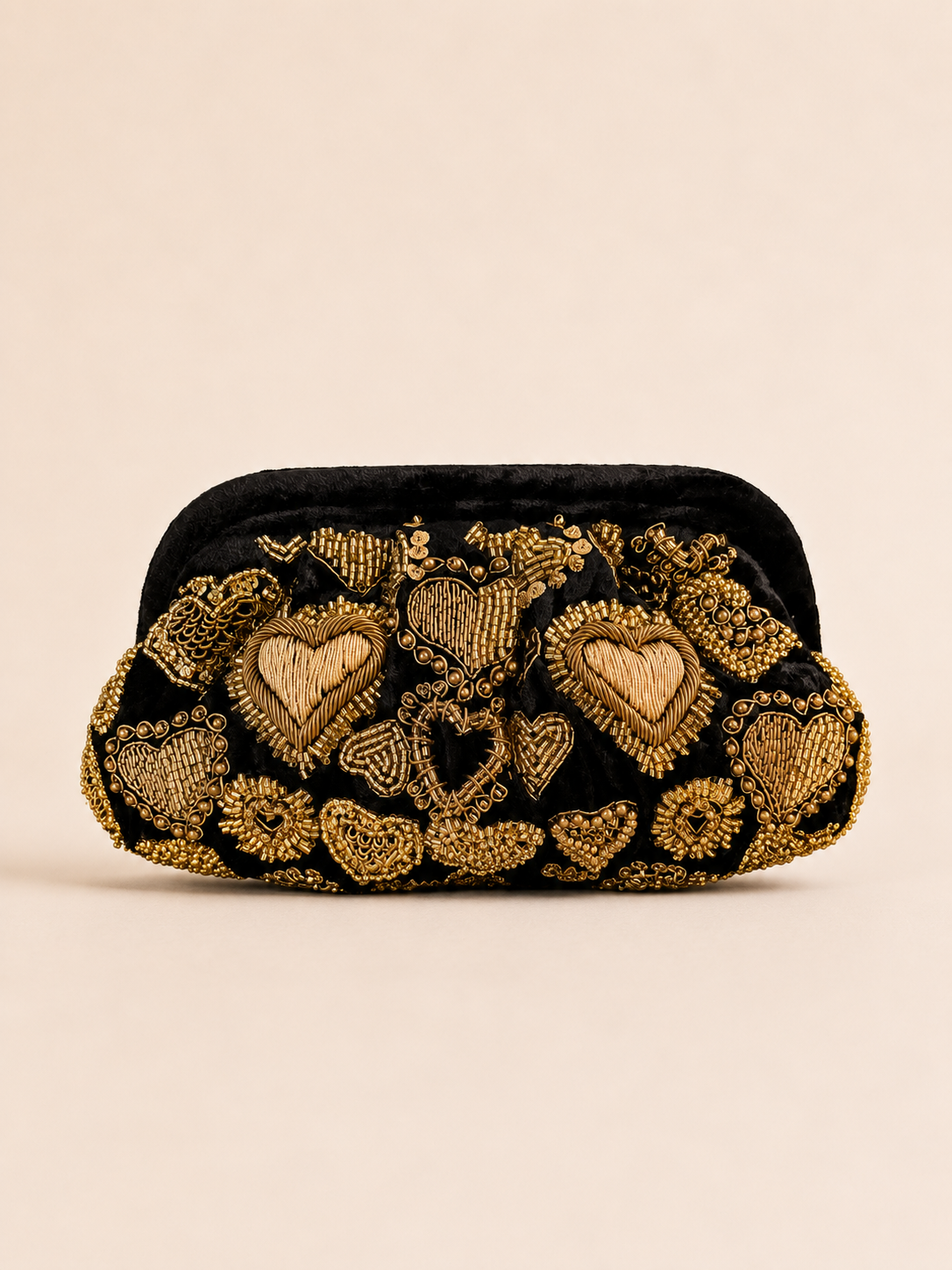 Black Velvet Heart Clutch