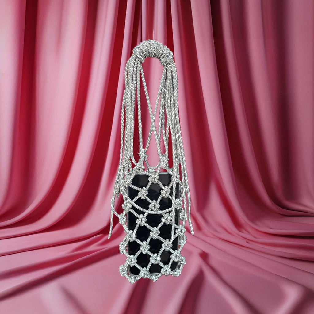 Celeste Crystal Phone Bag – Silver