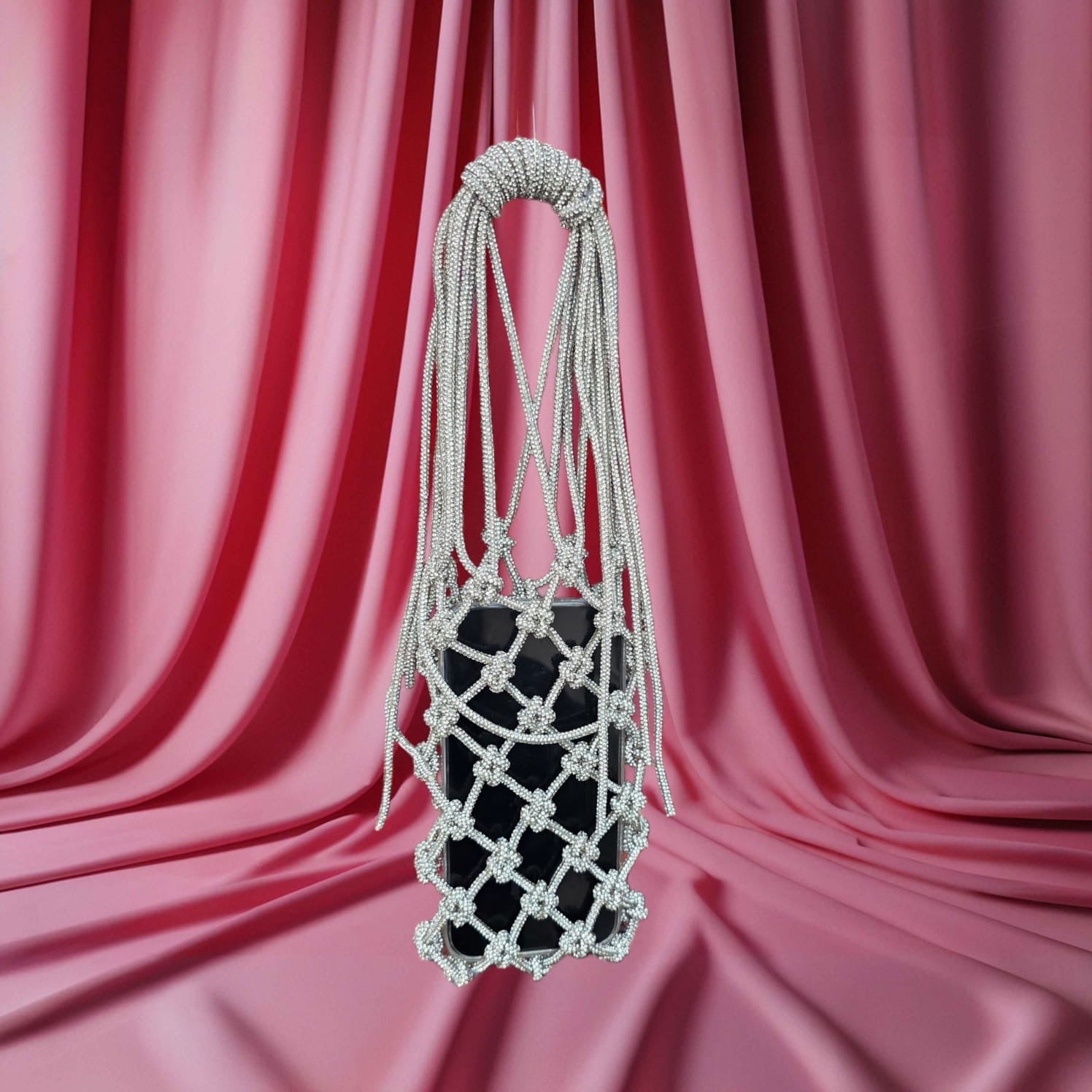 Celeste Crystal Phone Bag – Silver