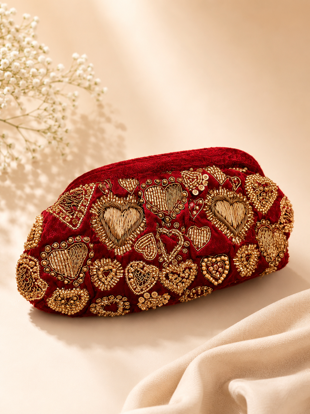 Amber Amour Velvet Clutch