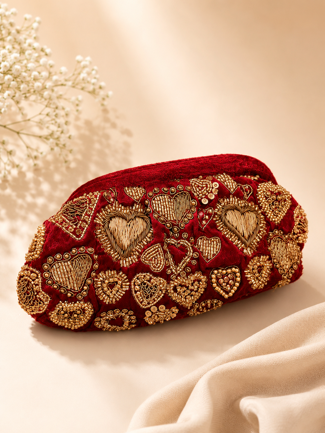 Amber Amour Velvet Clutch