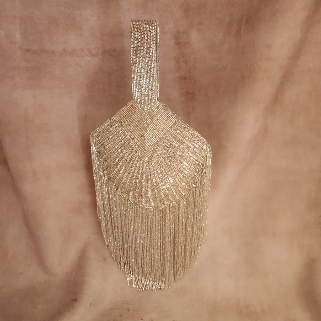 Sera – Silver Handcrafted Fringe Bucket Pouch