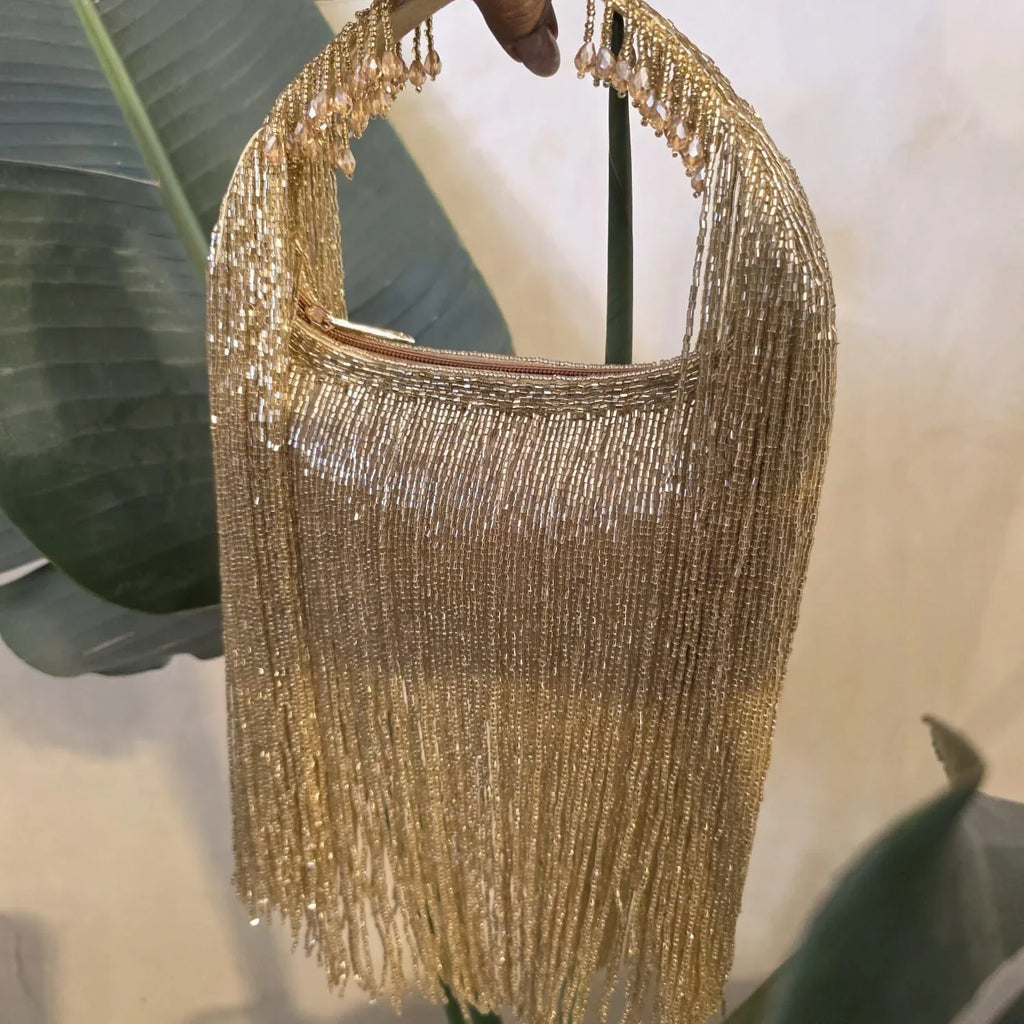 Golden Cascade Fringe Bag