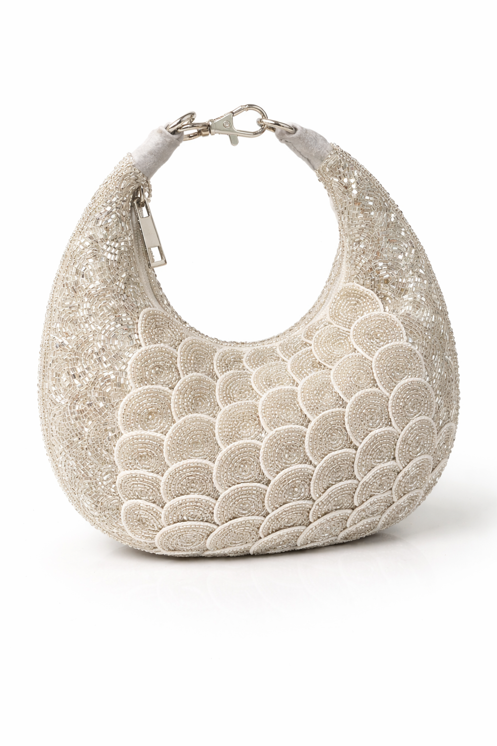 Silver Opal Crescent Clutch