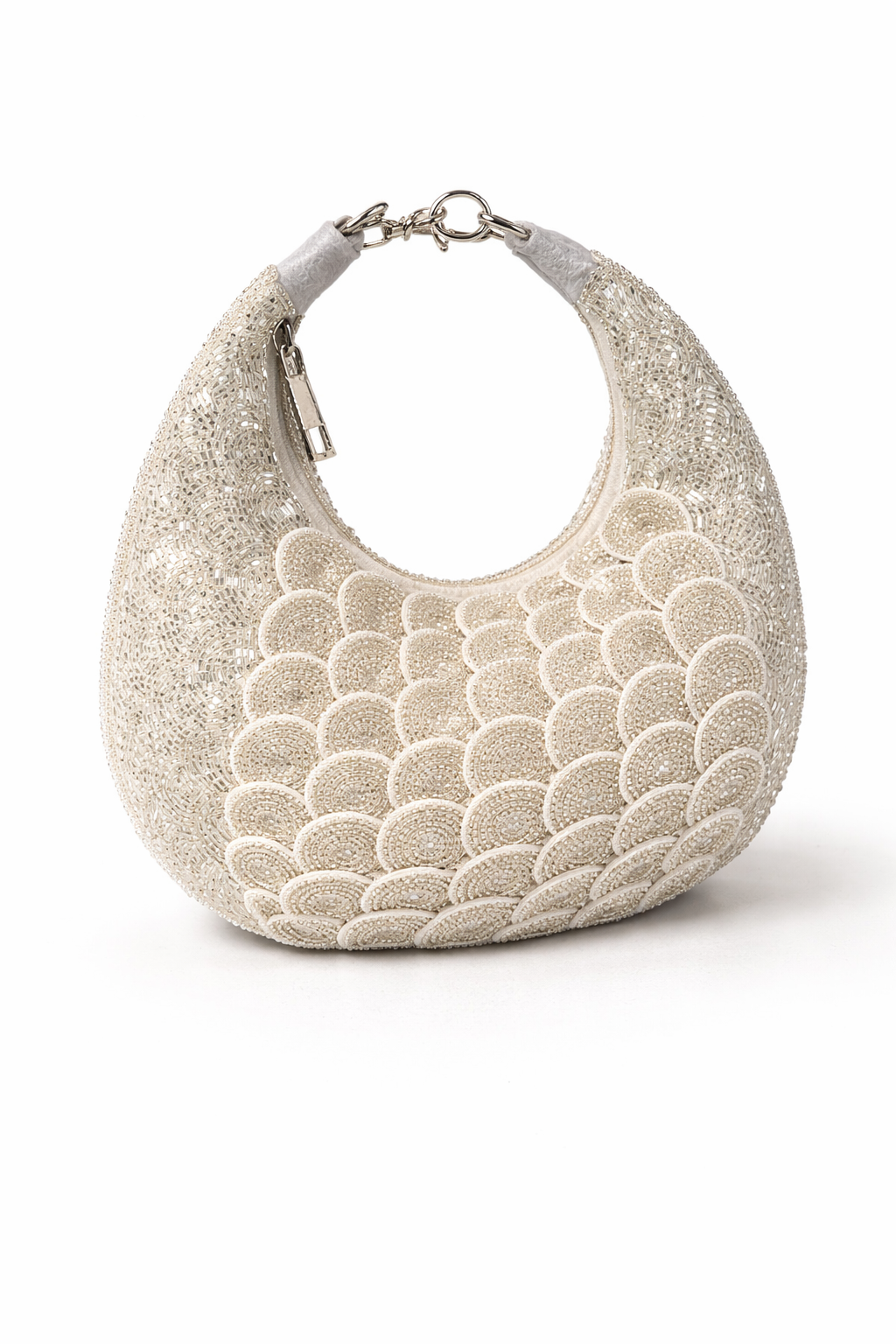 Silver Opal Crescent Clutch