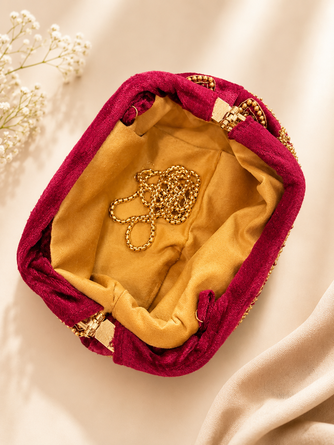 Amber Amour Velvet Clutch