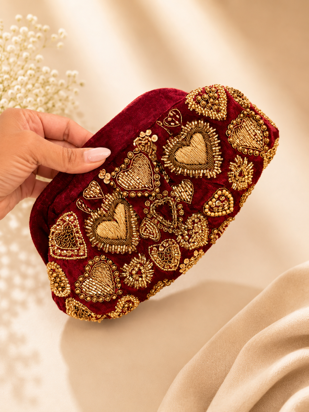 Amber Amour Velvet Clutch
