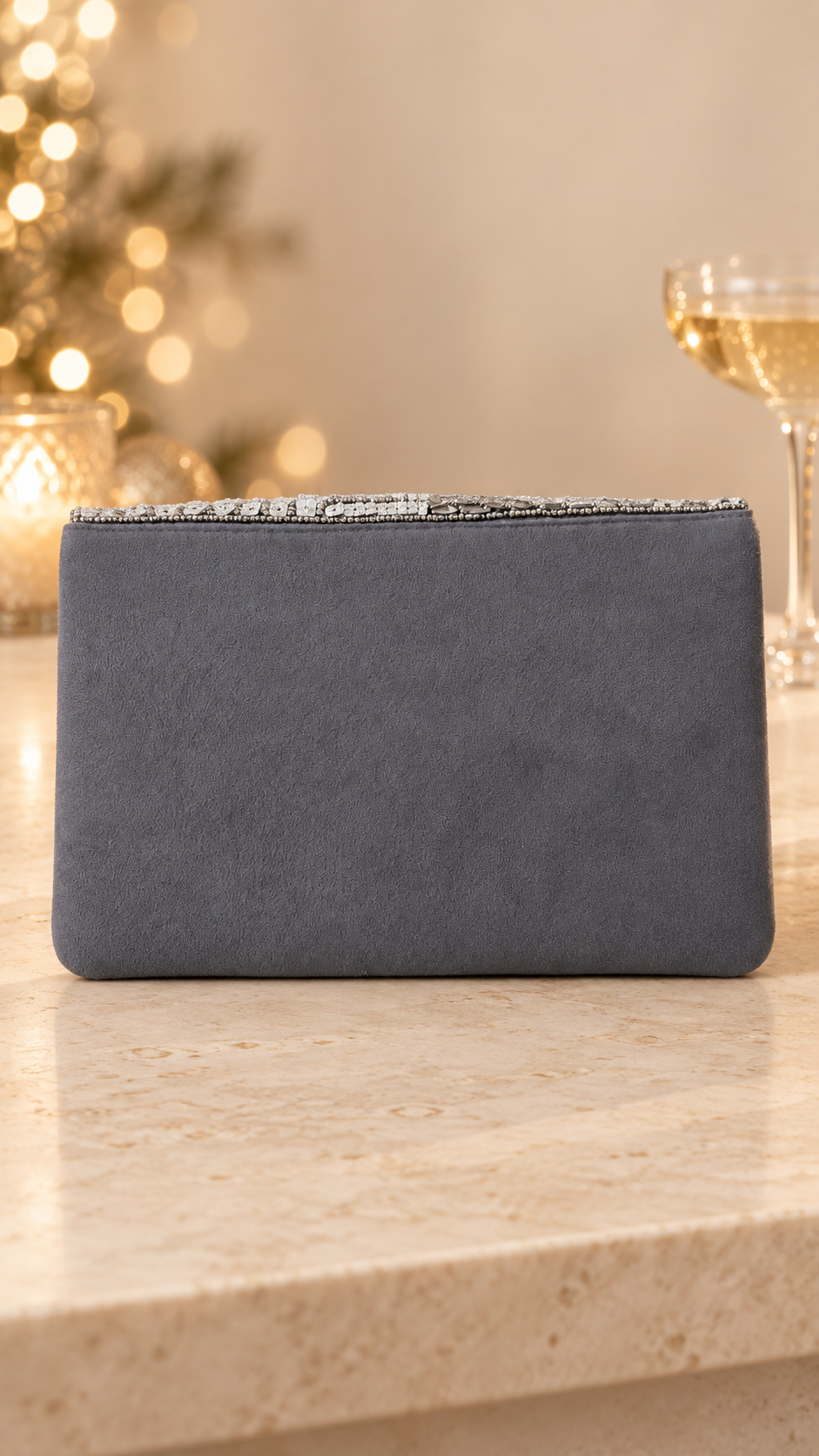 Elara Silver Sequin Flap Bag