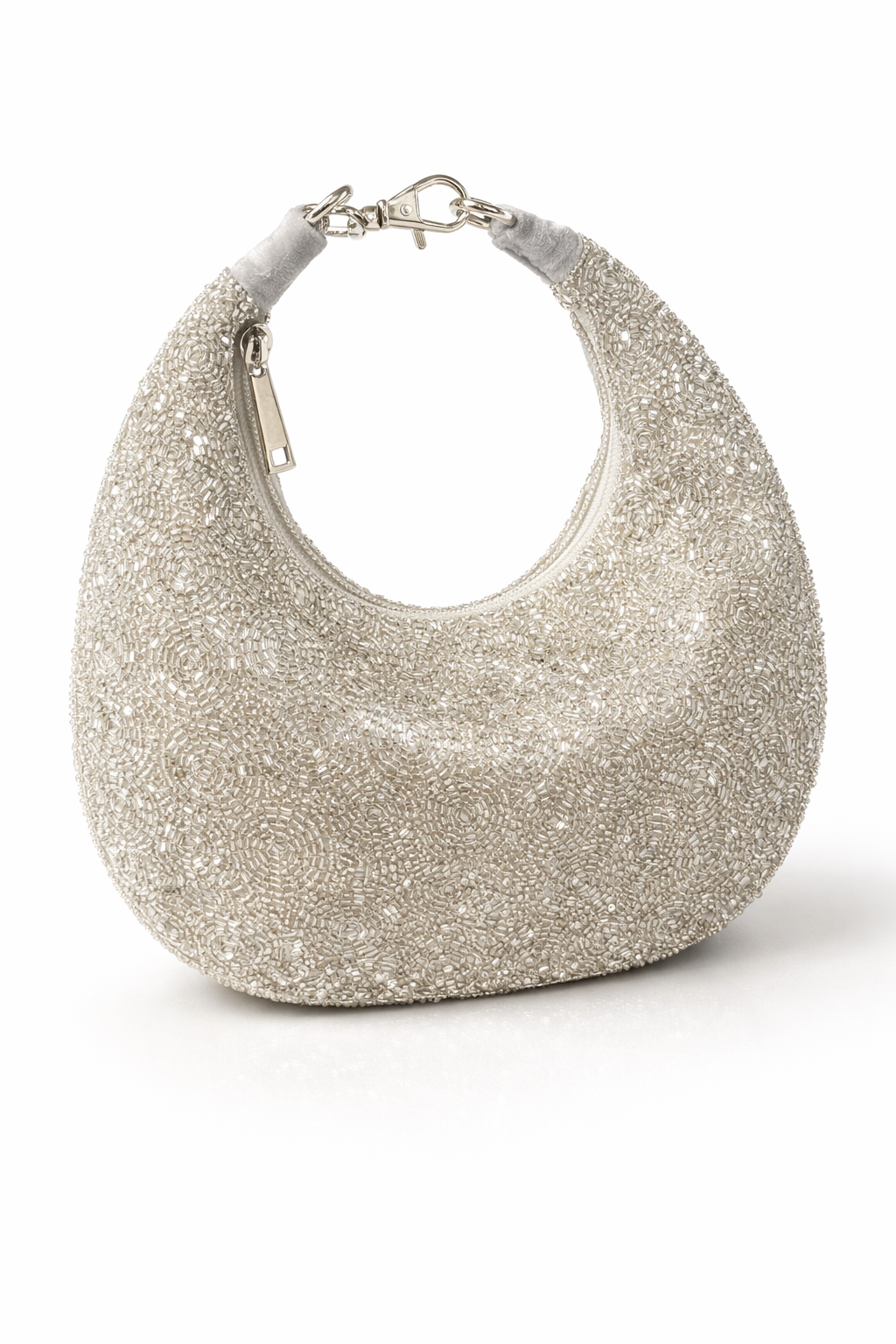 Silver Opal Crescent Clutch