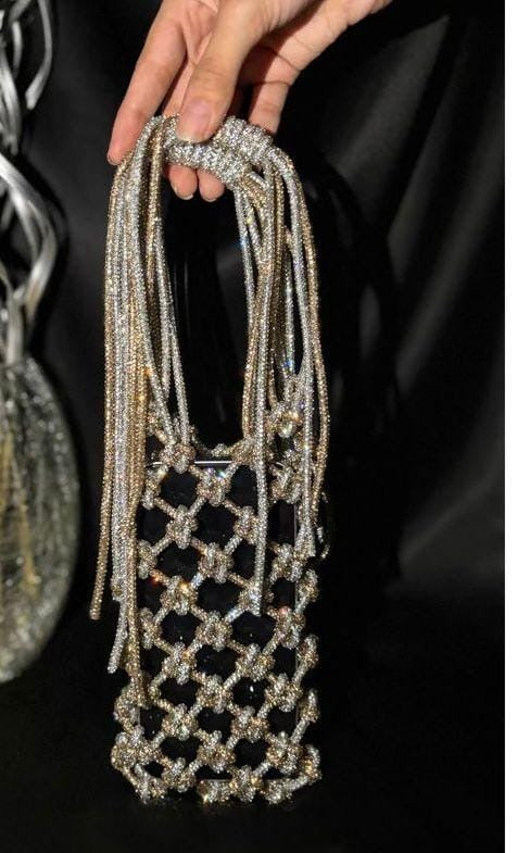 Celeste Crystal Phone Bag – Champagne & Silver