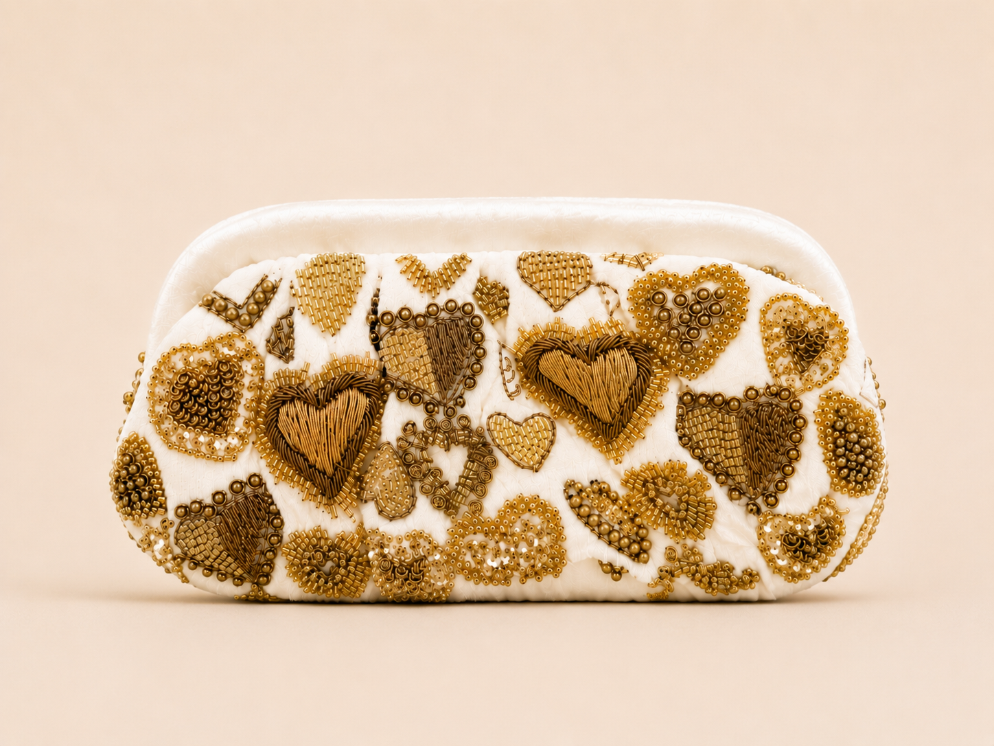 Ivory Velvet Bridal Heart Clutch