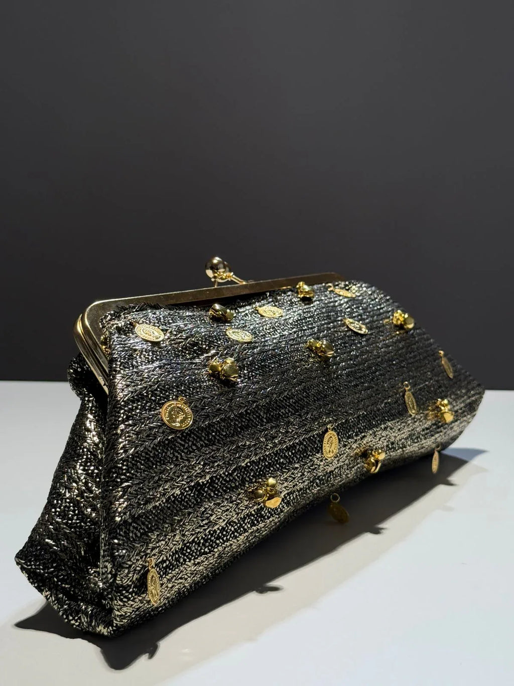 Noir Royale Kiss-Clip Oversized Clutch