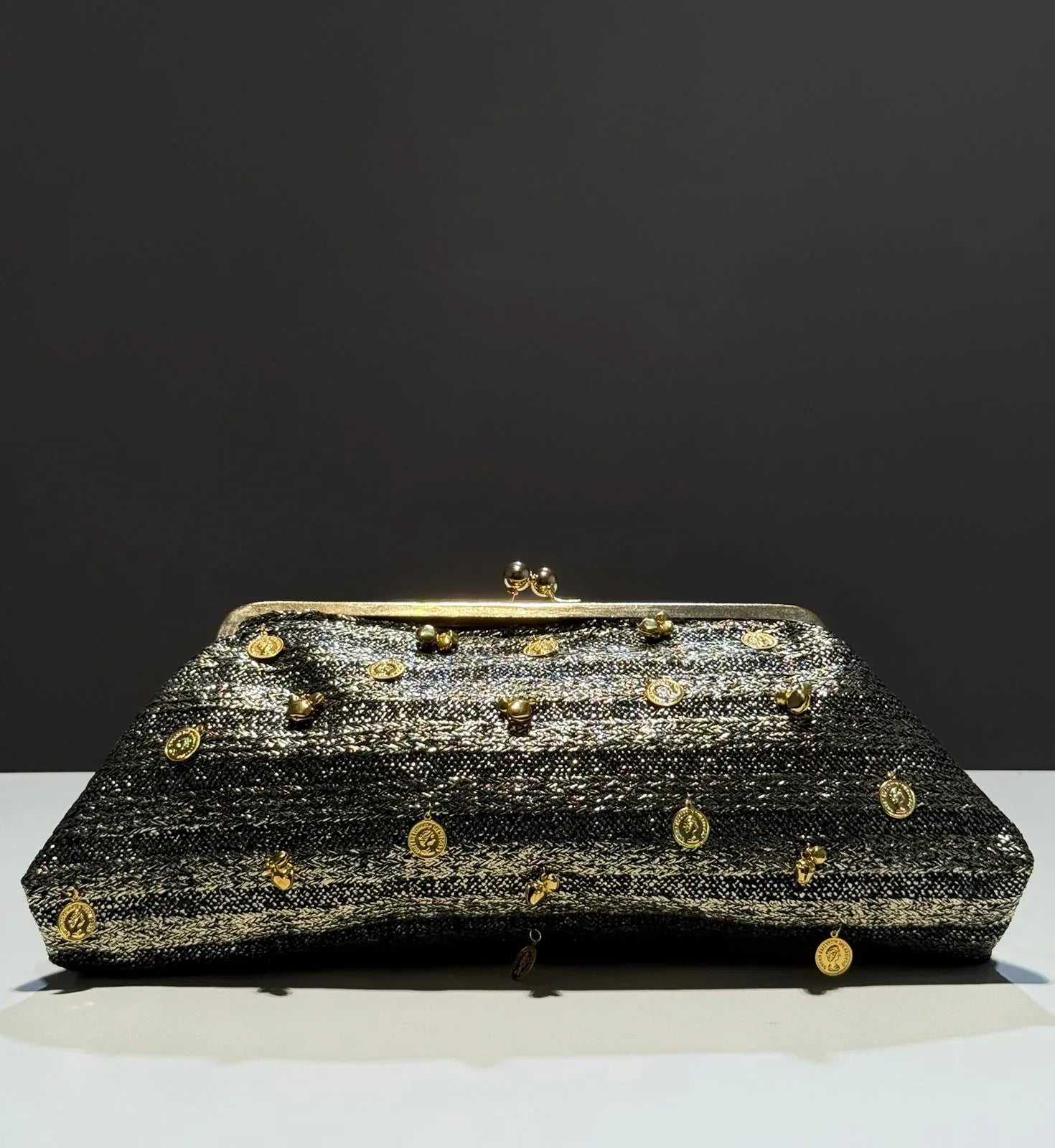Noir Royale Kiss-Clip Oversized Clutch